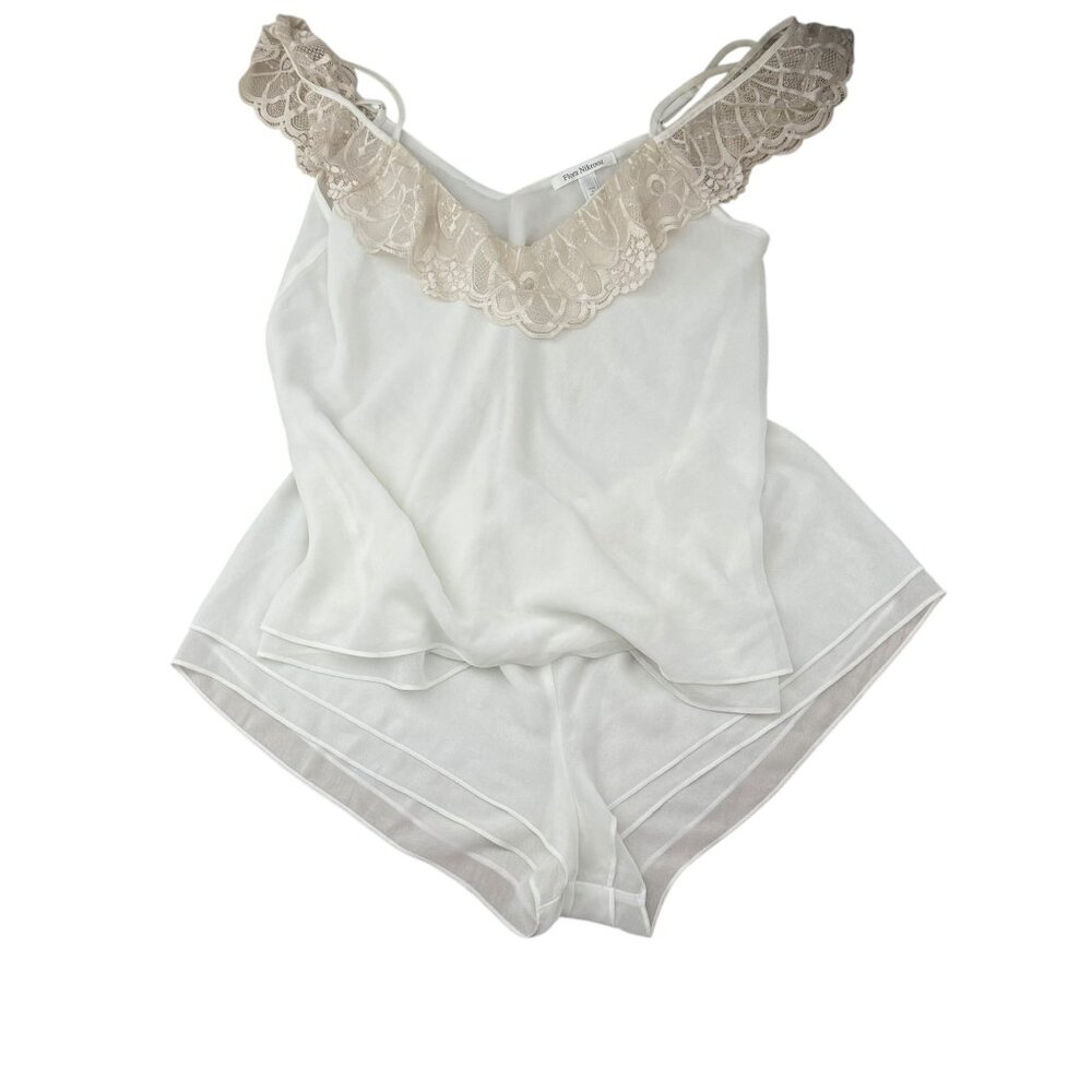 Flora Nikrooz pyjama set two piece camisole shorts white set M lace - Picture 3 of 8